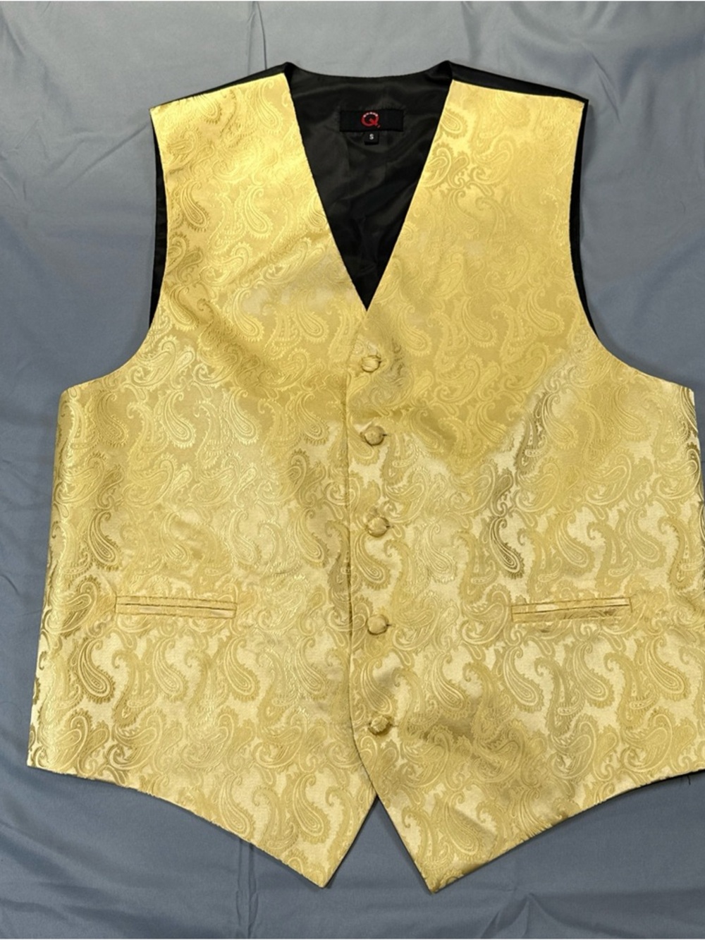 Gold Paisley Men's Formal Vest - Classic Button Front